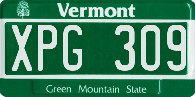 VT license plate XPG309