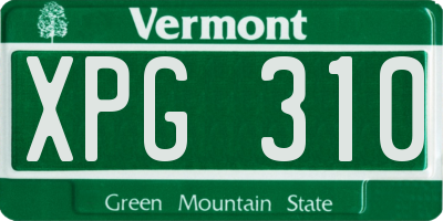 VT license plate XPG310