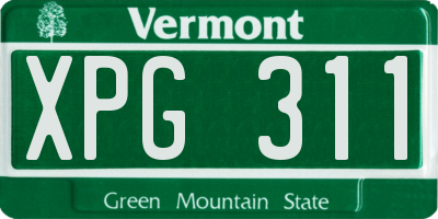 VT license plate XPG311