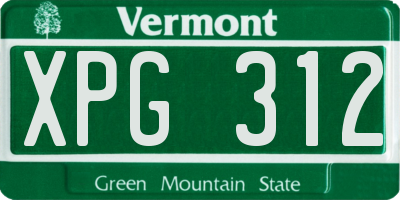 VT license plate XPG312