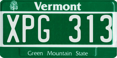 VT license plate XPG313