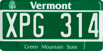 VT license plate XPG314