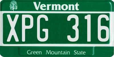 VT license plate XPG316