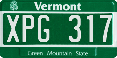 VT license plate XPG317