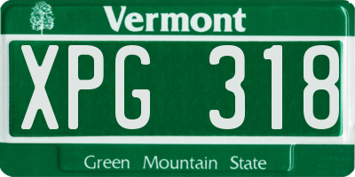 VT license plate XPG318