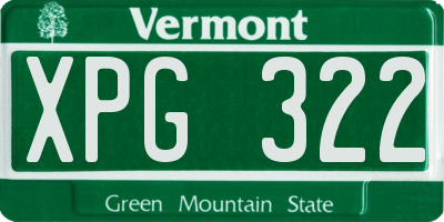 VT license plate XPG322