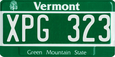VT license plate XPG323