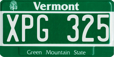 VT license plate XPG325