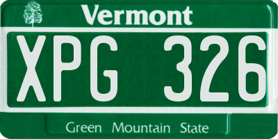 VT license plate XPG326
