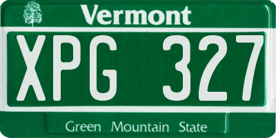 VT license plate XPG327