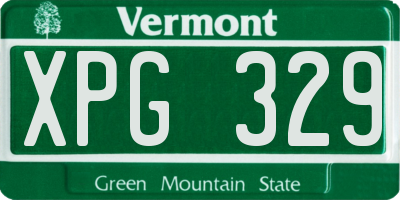VT license plate XPG329