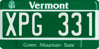 VT license plate XPG331