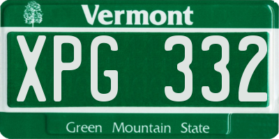 VT license plate XPG332