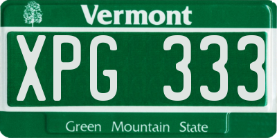 VT license plate XPG333