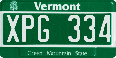 VT license plate XPG334