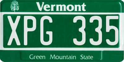 VT license plate XPG335