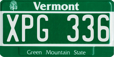 VT license plate XPG336