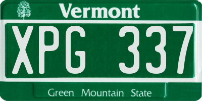 VT license plate XPG337
