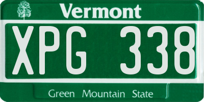 VT license plate XPG338
