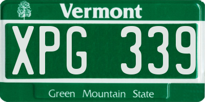 VT license plate XPG339