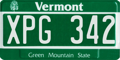 VT license plate XPG342