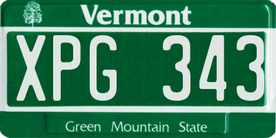 VT license plate XPG343