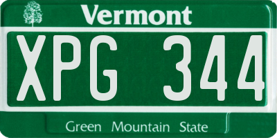 VT license plate XPG344