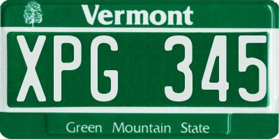 VT license plate XPG345