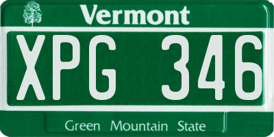 VT license plate XPG346