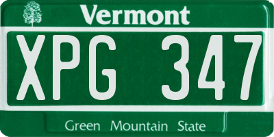 VT license plate XPG347