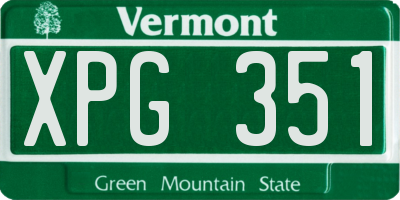 VT license plate XPG351