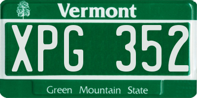 VT license plate XPG352