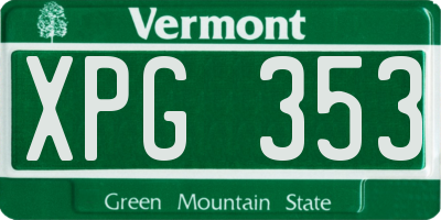 VT license plate XPG353