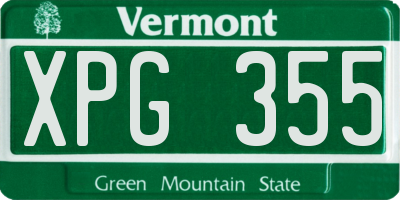 VT license plate XPG355