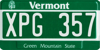 VT license plate XPG357