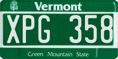 VT license plate XPG358