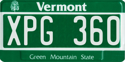 VT license plate XPG360