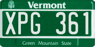VT license plate XPG361