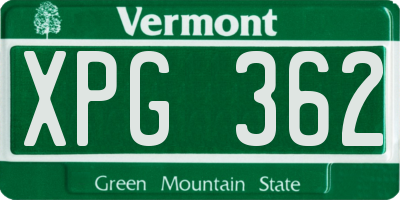 VT license plate XPG362