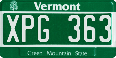 VT license plate XPG363