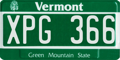 VT license plate XPG366