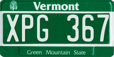 VT license plate XPG367