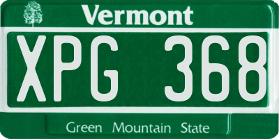 VT license plate XPG368