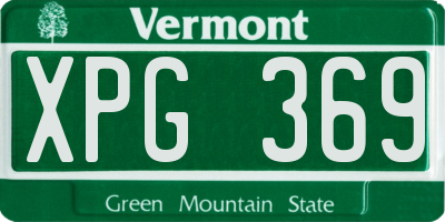 VT license plate XPG369