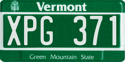 VT license plate XPG371