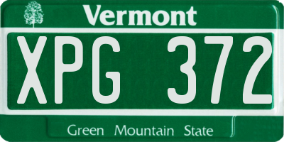 VT license plate XPG372