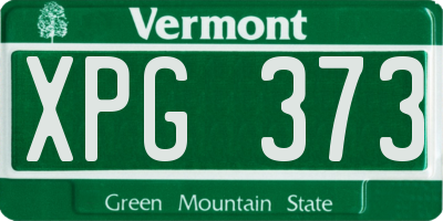 VT license plate XPG373