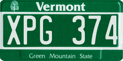 VT license plate XPG374