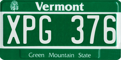 VT license plate XPG376