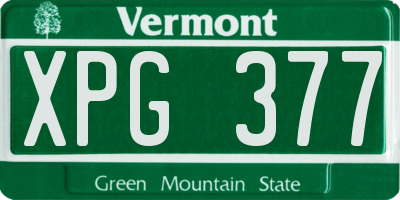 VT license plate XPG377